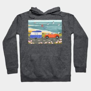 Family Road Trip in a Vintage Car and Caravan Hoodie